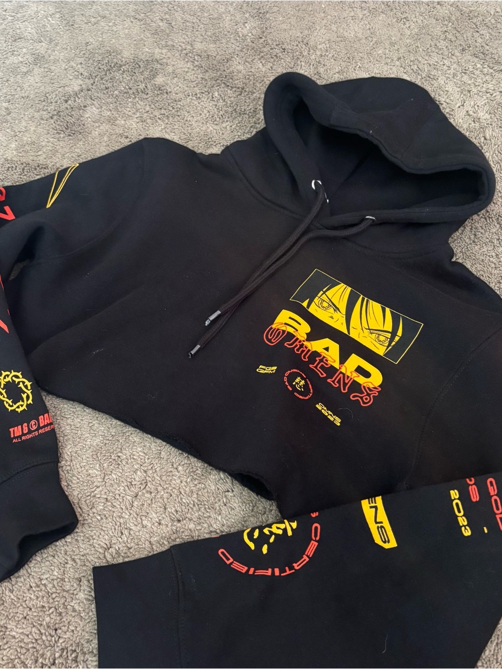Bad Omens Sharingan Black Graphic Hoodie Cropped